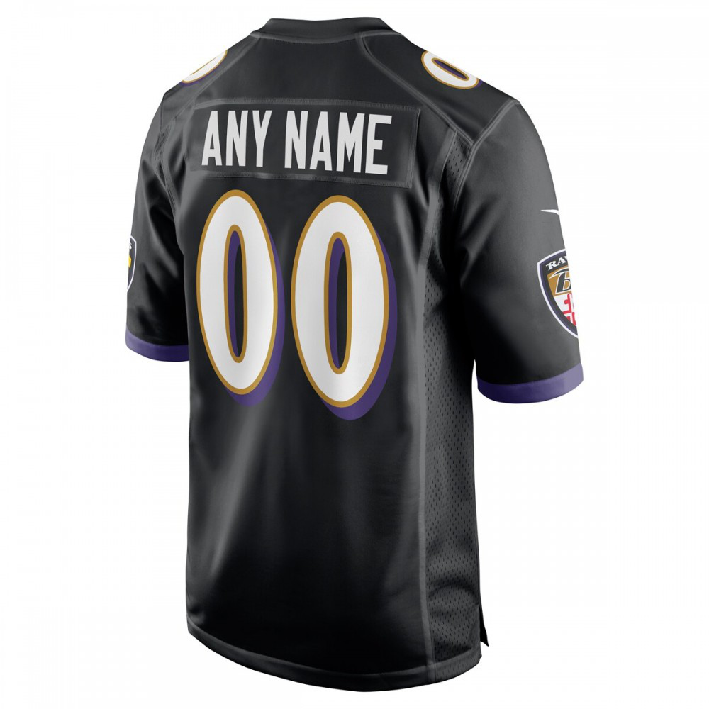 Baltimore Ravens Nike Alternate Custom Game Jersey - Black-GridironStore